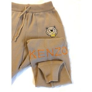 Kenzo Jogger Pants Women XS Tan Knit Stretch Draw String Sexy Cool Vibe Festival